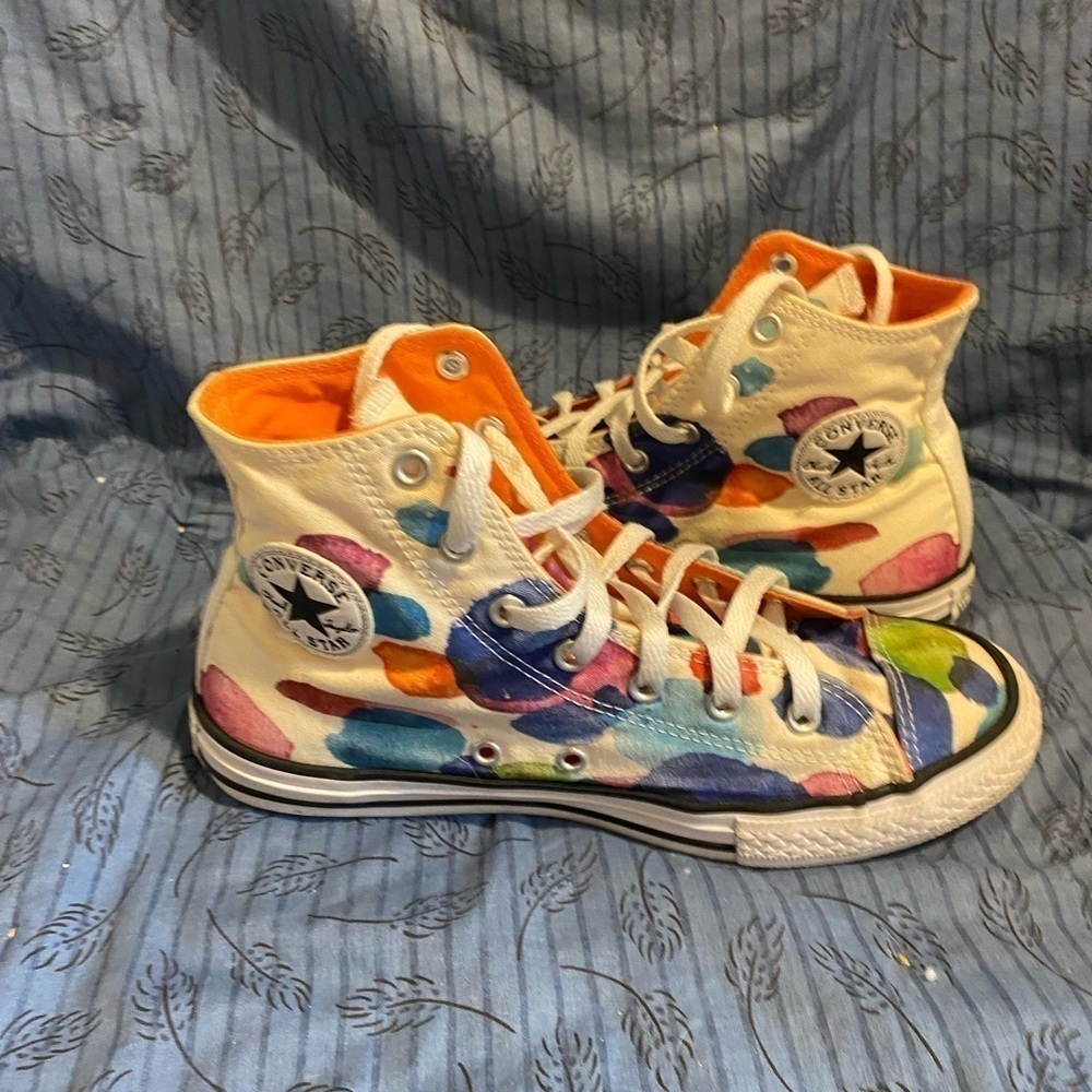 Watercolor high top converse all star sneakers junior 5 women’s 6.5